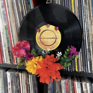 Vinyle fleuri Orange et rose